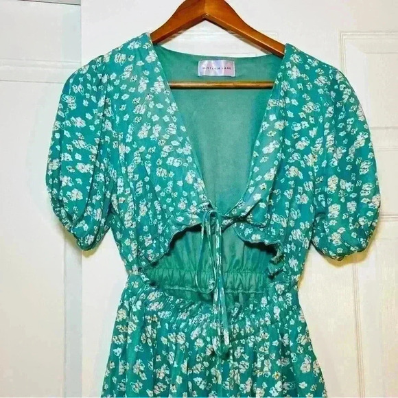 Wisteria Lane Mini Boho Dress Puff Short Sleeves Small - Picture 2 of 9